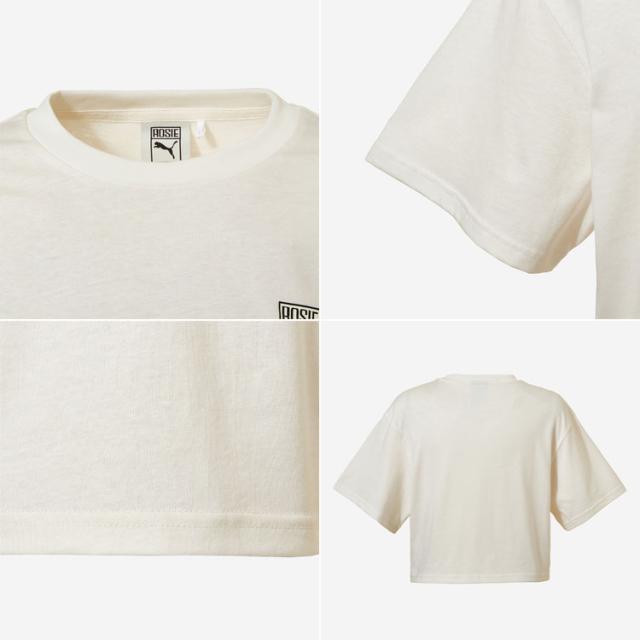 PUMA ロゼ×プーマ レディース 半袖 Tシャツ ROSE RELAXED TEE リラックスティー WHITE ホワイト 633806-77 クロップTEE BLACKPINKコラボ PUMA ロゼ×プーマ レディース 半袖 Tシャツ ROSE RELAXED TEE