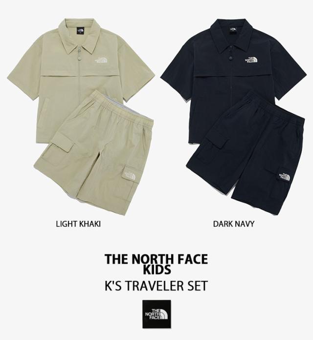 THE NORTH FACE ノースフェイス キッズ セットアップ ジップシャツ ハーフパンツ K’S TRAVELER SET キャンプウェア KHAKI NAVY NH8SR24_1