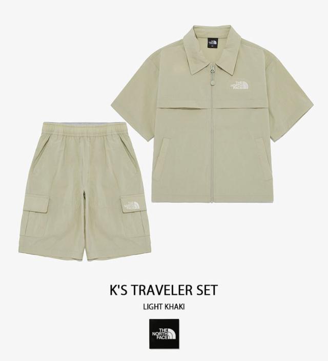 THE NORTH FACE ノースフェイス キッズ セットアップ ジップシャツ ハーフパンツ K’S TRAVELER SET キャンプウェア KHAKI NAVY NH8SR24_2