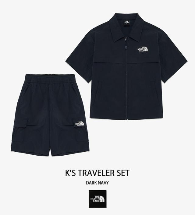 THE NORTH FACE ノースフェイス キッズ セットアップ ジップシャツ ハーフパンツ K’S TRAVELER SET キャンプウェア KHAKI NAVY NH8SR24_4