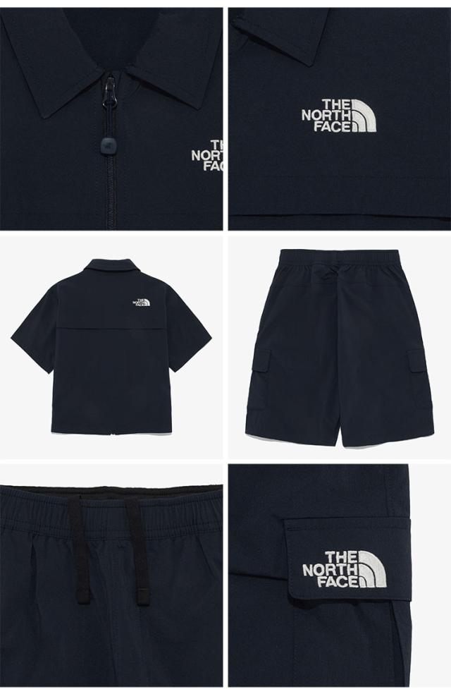 THE NORTH FACE ノースフェイス キッズ セットアップ ジップシャツ ハーフパンツ K’S TRAVELER SET キャンプウェア KHAKI NAVY NH8SR24_5