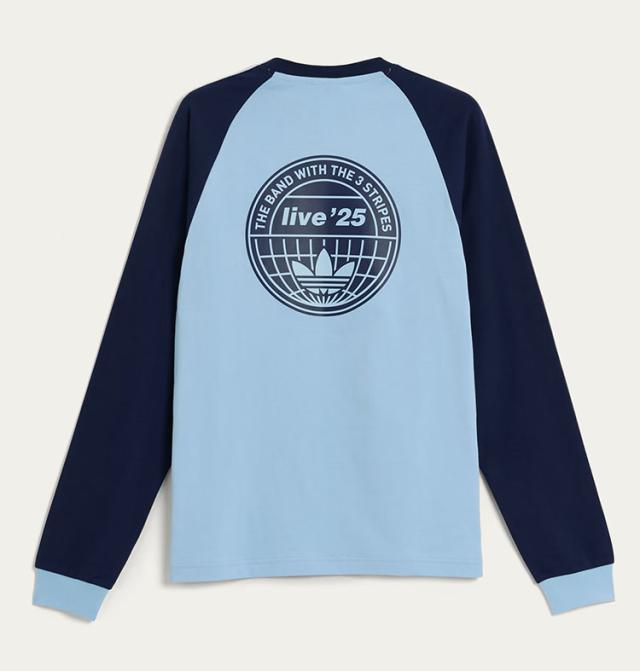 adidas originals アディダス ロンT OASIS TOUR live’25 3-STRIPE L/SR TEE BLACK KT3428 / SKY KT3427 オアシス ツアー スリムフィット_5