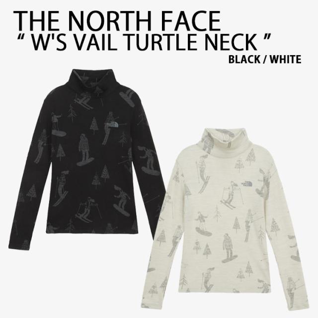 THE NORTH FACE ノースフェイス レディース Tシャツ W’S VAIL TURTLE NECK ベイル タートルネック BLACK WHITE 長袖 NT7AR89A/B