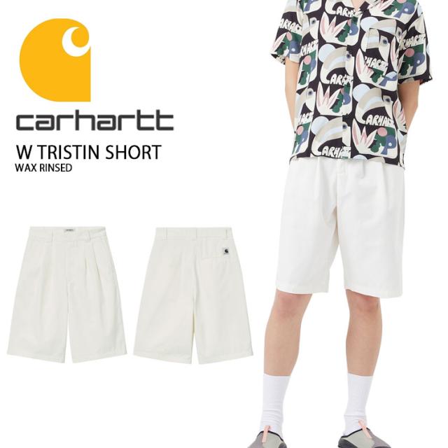 CARHARTT カーハート レディース ショートパンツ W TRISTIN SHORT WHITE トリスティン ショート ホワイト 短パン チノパンツ ひざ上丈 チノショーツ ラベル ロゴ レディース 女性用 CA23SSPACH