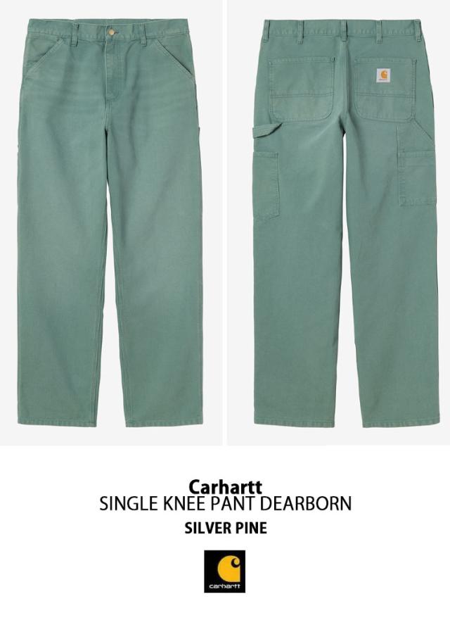 CARHARTT カーハート ロングパンツ SINGLE KNEE PANT DEARBORN GREEN BEIGE シングルニーパンツ ディアボーン グリーン ベージュ ニーパンツ ロゴ メンズ 男性用 CA25SSPAWO_1