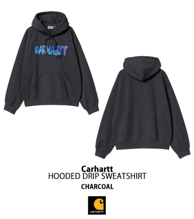 CARHARTT カーハート パーカー HOODED DRIP SWEATSHIRT CHARCOAL フーディ ドリップスウェットシャツ チャコール カジュアル ストリート 長袖 メンズ 男性用 CA24SSSWHO_1