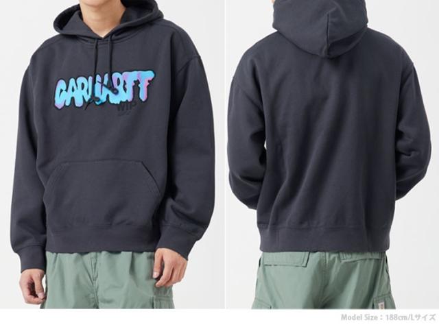 CARHARTT カーハート パーカー HOODED DRIP SWEATSHIRT CHARCOAL フーディ ドリップスウェットシャツ チャコール カジュアル ストリート 長袖 メンズ 男性用 CA24SSSWHO_3