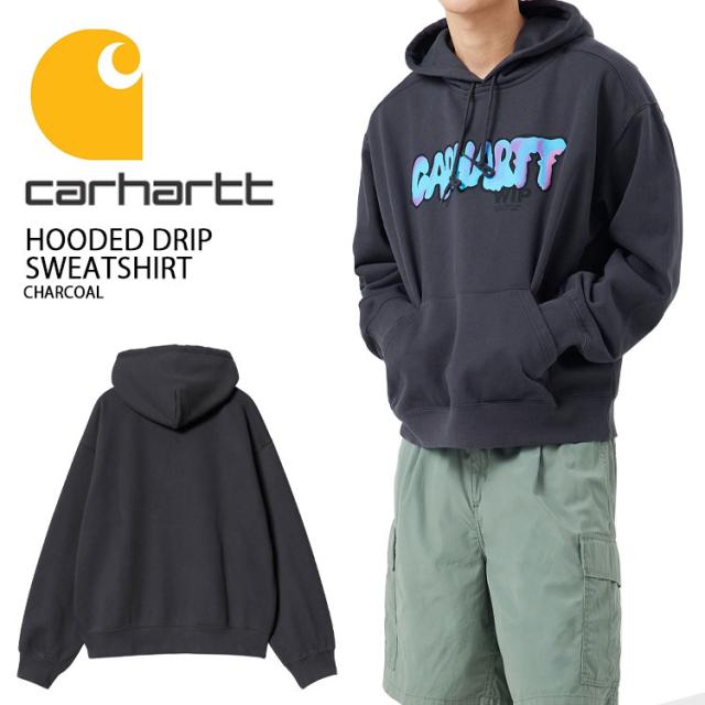 CARHARTT カーハート パーカー HOODED DRIP SWEATSHIRT CHARCOAL フーディ ドリップスウェットシャツ チャコール カジュアル ストリート 長袖 メンズ 男性用 CA24SSSWHO