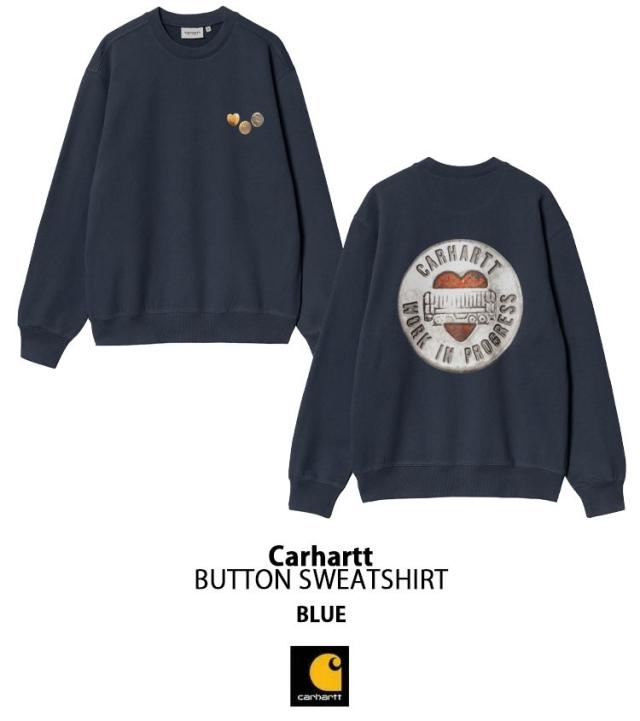 CARHARTT カーハート スウェット BUTTON SWEATSHIRT BLUE GRAY ボタン スウェットシャツ ブルー グレー メンズ 男性用 CA25SSSWCR_1