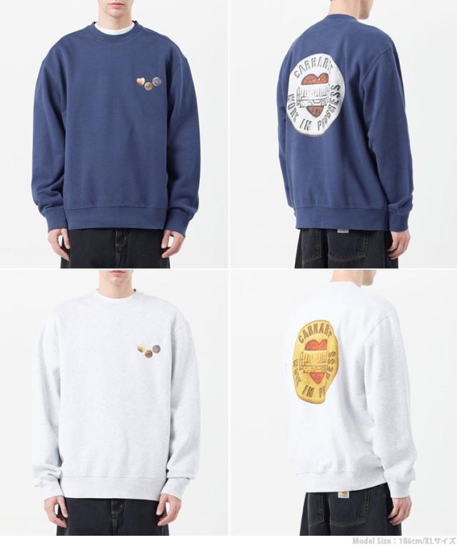 CARHARTT カーハート スウェット BUTTON SWEATSHIRT BLUE GRAY ボタン スウェットシャツ ブルー グレー メンズ 男性用 CA25SSSWCR_5