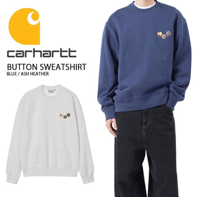 CARHARTT カーハート スウェット BUTTON SWEATSHIRT BLUE GRAY ボタン スウェットシャツ ブルー グレー メンズ 男性用 CA25SSSWCR