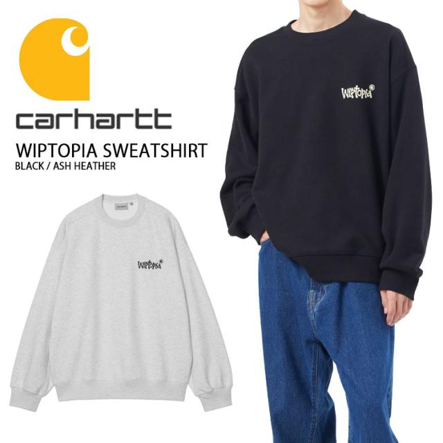 CARHARTT カーハート スウェット WIPTOPIA SWEATSHIRT BLACK GRAY ウィップトピア スウェットシャツ ブラック グレー カジュアル ストリート 長袖 メンズ 男性用 CA25FWSWCR
