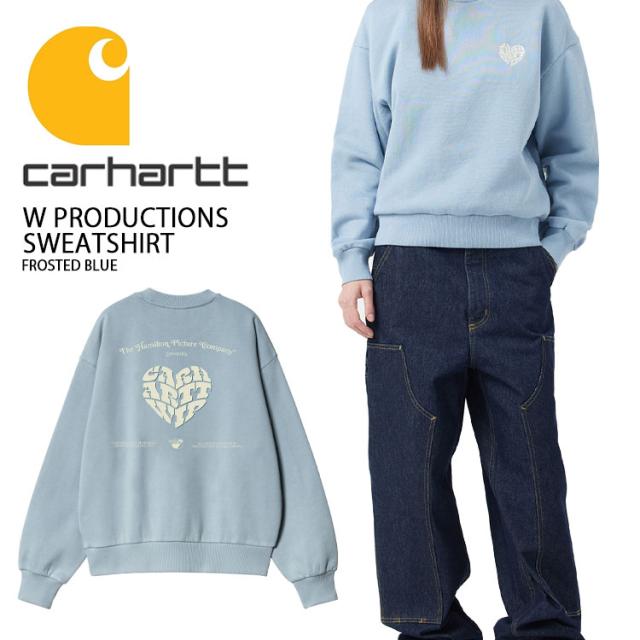 CARHARTT カーハート スウェット W PRODUCTIONS SWEATSHIRT BLUE プロダクション スウェットシャツ ブルー カジュアル ストリート 長袖 レディース 女性用 CA25SSSWCR