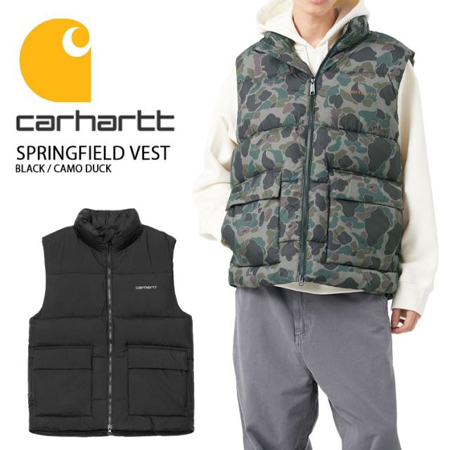 CARHARTT カーハート ベスト SPRINGFIELD VEST BLACK CAMO DUCK スプリングフィールド ベスト ブラック カモダック カジュアル ストリート メンズ 男性用 CA24FWJAJH