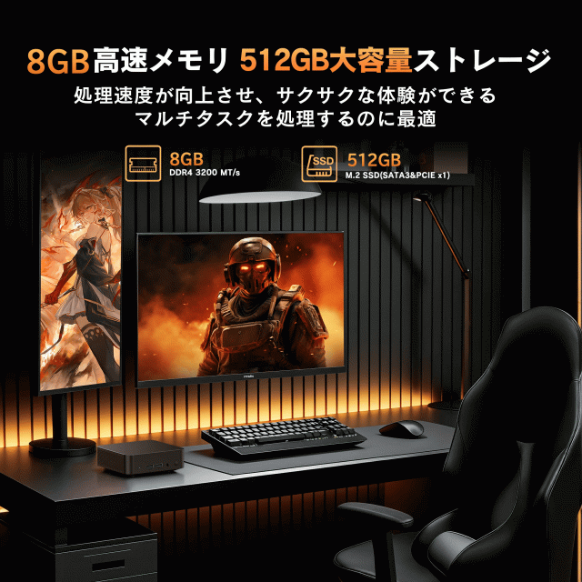ミニPC 新品 第12世代 Intel N95 Windows11 Office付き メモリ16GB SSD512GB Intel UHD グラフィックス 小型 省スペース(mnm6-8512)_4