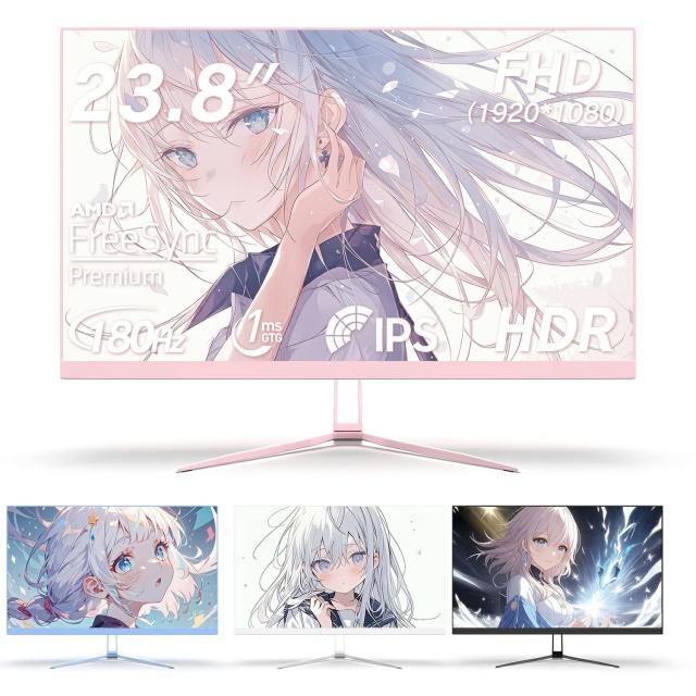 新品 モニター FHDモニター ディスプレイ 超薄型 165Hz  PS4 PS5 switch パソコンモニター  ゲーミングモニター ホワイト ピンク ブルー 180hz 24インチ pcモニター 144Hz 180Hz対応 モニター 白 フルHD IPS HDR ノングレア スピーカー搭載 VESA 23.8インチ 液晶ディスプレイの通販は