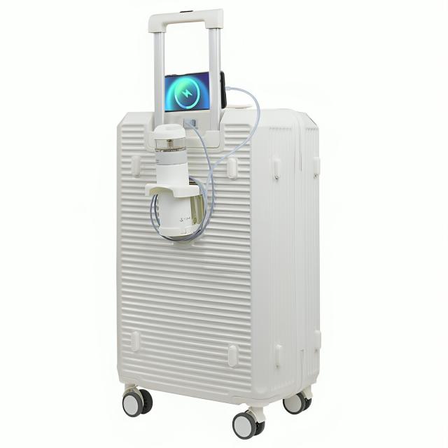 スーツケース キャリーケース 軽量 大容量 機内持ち込み ドリンクホルダー 静音 おしゃれ 小型 かわいい キャリーバッグ トランクケース ダブルキャスター usbポート付き Lサイズ ファスナータイプ ダブルキャスターの通販は