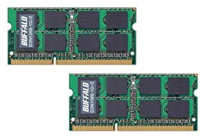 BUFFALO PC3-8500(DDR3-1066)対応 204Pin用 DDR3 SDRAM S.O.DIMM 1GB 2枚組 D3N1066-1GX2(中古品)
