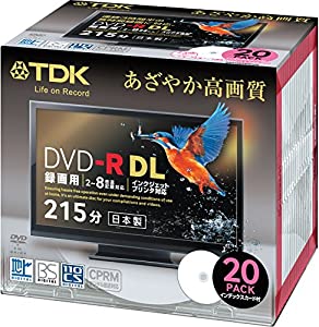 TDK 録画用DVD-R DL(片面2層) CPRM対応 8倍速対応 インクジェットプリンタ対応(ホワイト・ワイドディスク) 20枚パック 5mmスリム