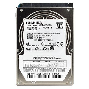 Toshiba MK1656GSY 160GB SATA/300 7200RPM 8MB 2.5インチ ハードドライブ(中古品)