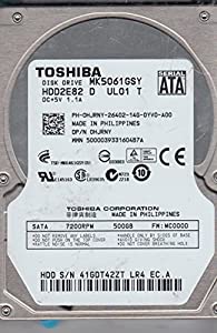 2.5HDD【高速7200回転】 MK5061GSY 【320GB,S-ATA.7200rpm】 TOSHIBA2.5HDD】(中古品)