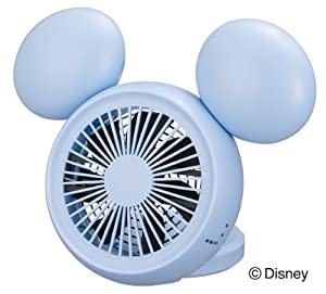 Disney (ディズニー) ミッキー 型 3電源(AC,USB,乾電池) 10cm コンパクトデスク扇風機 手鏡付 アロマ付 ブルー NPM-1084U(BL)(中