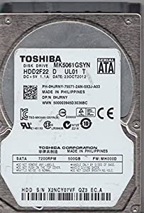 mk5061gsyn、mh000d、hdd2?F22?D ul01?T、Toshiba 500?GB SATA 2.5ハードドライブ(中古品)