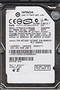 hts541612j9sa00、PN 0?a50519、MLC da2043、Hitachi 120?GB SATA 2.5ハードドライブ(中古品)