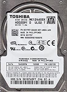 MK1246GSX、LB213D、HDD2D91 D UL02 T、東芝120GB SATA 2.5ハードドライブ(中古品)の通販は