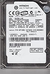 HTS542512K9SA00、PN 0A54883、MLC DA2212、日立120GB SATA 2.5ハードドライブ(中古品)