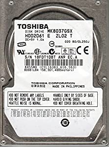 mk8037gsx、b0?/ dl250j、hdd2d61?E zl02?T、Toshiba 80?GB SATA 2.5ハードドライブ(中古品)