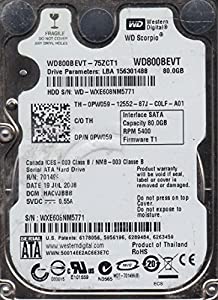 wd800bevt-75zct1、DCM hacvjbbb、Western Digital 80?GB SATA 2.5ハードドライブ(中古品)