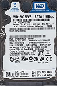 wd1600bevs-08vat1、DCM hhctjanb、Westernデジタル160?GB SATA 2.5ハードドライブ(中古品)