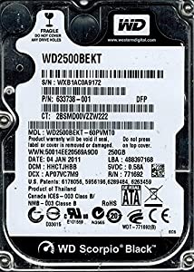Western Digital wd2500bekt-60pvmt0?250?GB DCM : hhctjhbb(中古品)