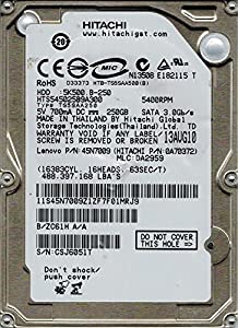 Hitachi hts545025b9?a300?P/N : 0?a70372?MLC : da2959?250?GB(中古品)