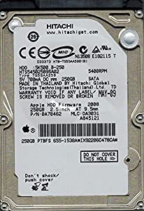 Hitachi hts545025b9sa02?P/N : 0?a70462?MLC : da3031?Mac???655???1538?A 250?GB(中古品)