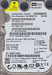 wd2500bevs-60ust0、DCM hacvjbnb、Westernデジタル250?GB SATA 2.5ハードドライブ(中古品)