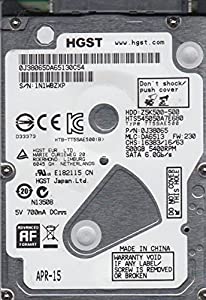 日立 ハードドライブ SATA 2.5インチ 500GB HTS545050A7E680 PN 0J38065 MLC DA6513(中古品)