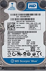 wd3200bevt-75zct2、DCM dhct2abb、Western Digital 320?GB SATA 2.5ハードドライブ(中古品)
