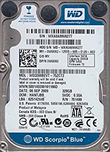 wd3200bevt-75zct2、DCM hantjbb、Western Digital 320?GB SATA 2.5ハードドライブ(中古品)