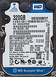 wd3200bevt-22zct0、DCM hhnt2hb、Western Digital 320?GB SATA 2.5ハードドライブ(中古品)