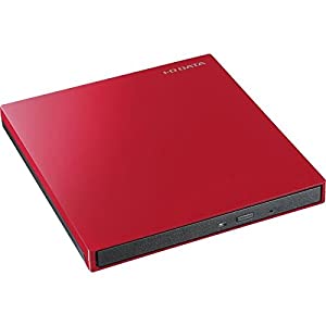 アイ・オー・データ機器 USB 3.0/2.0対応 バスパワー駆動ポータブルDVDドライブ ルビーレッド DVRP-UT8LRA(中古品)
