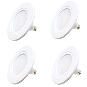 ダウンライト用LEDフラット電球 伸縮式で天井面にピッタリ取付 埋込穴φ125〜150mm対応 E26口金 昼光色 1700ルーメン (4個セット