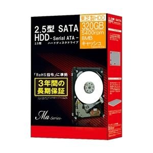 東芝(HDD) 7mm厚 2.5インチスリム 内蔵HDD Ma Series 320GB 5400rpm8MBバッファ SATA600 MQ01ABF032BOX(中古品)