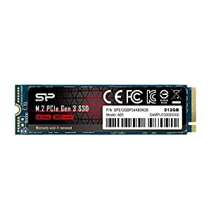 シリコンパワー SSD 512GB 3D TLC NAND M.2 2280 PCIe3.0×4 NVMe1.3 P34A80シリーズ 5年保証 SP512GBP34A80M28(中古品)