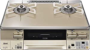 リンナイ「LAKUCIE」 ココットプレート付 パールクリスタルトップ 左強火力 プロパンRTE65VACP-GL/LP カフェベージュ/シャンパン