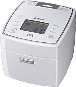 三菱電機 IH 炊飯器 5.5合 備長炭 炭炊釜 日本製 変数超音波 ピュアホワイト NJ-VVA10-W(中古品)