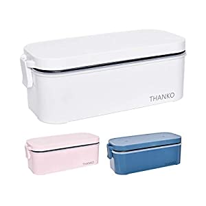 THANKO 炊飯器 小型 一人用 おひとりさま用超高速弁当箱炊飯器 白色/さくら色/藍色 (白色)(中古品)