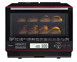 東芝 過熱水蒸気オーブンレンジ 30L 石窯ドーム 300℃ 2段調理 ER-WD3000(R) グランレッド フラットテーブル(中古品)