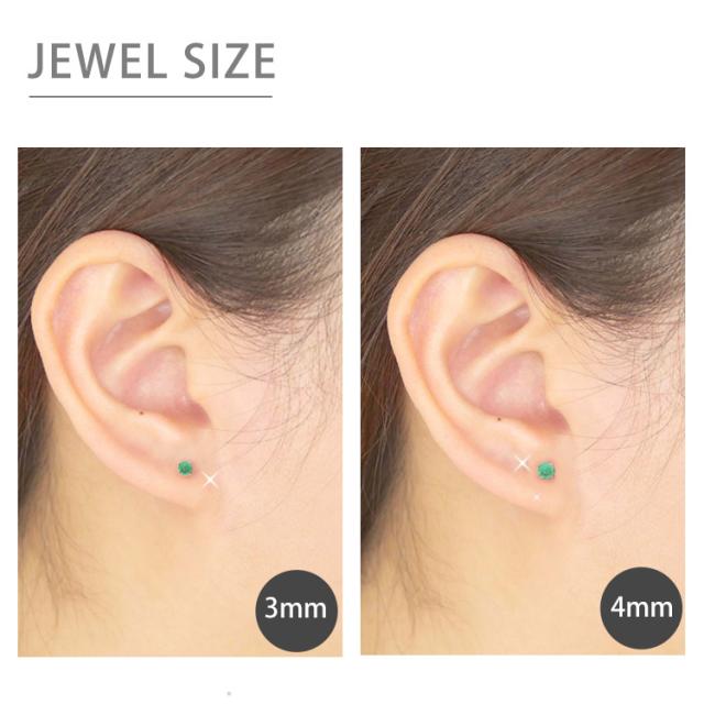 ピアス 18G 16G 14G つけっぱなしにおすすめ 誕生石 天然石 5月 エメラルド 4mm 立爪ジュエル ラブレット ファーストピアス セカンドピアス 軸太1mm ボディピアス 華奢_10